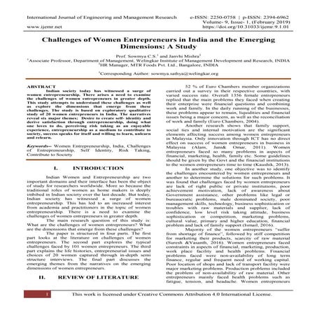 Challenges of Women Entrepreneurs in India and the Emerging Dimensions ...