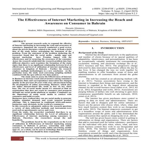 The Effectiveness of Internet Marketing in Increasing the Reach and Awareness...