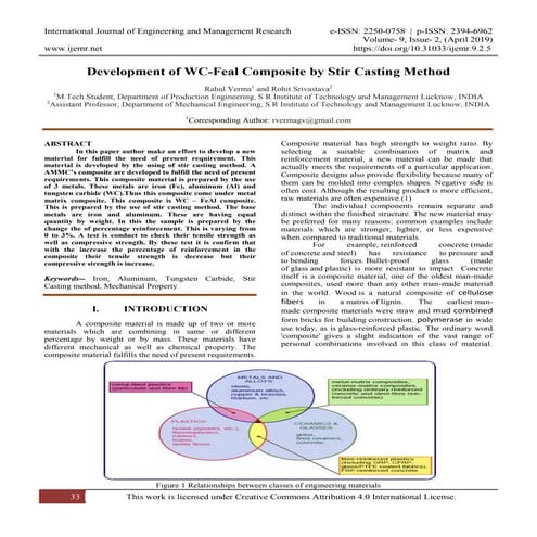 Development of WC-Feal Composite by Stir Casting Method