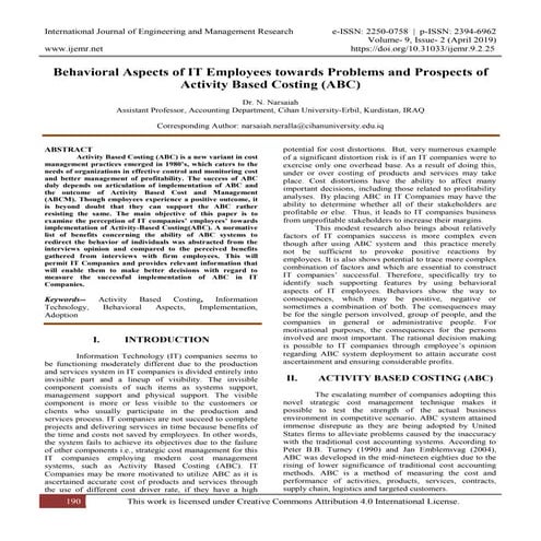 Behavioral Aspects of IT Employees towards Problems and Prospects of Activity...