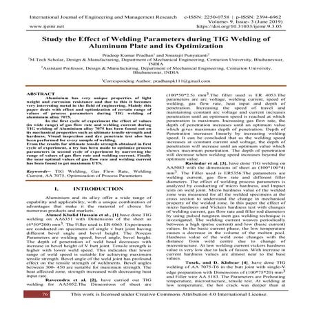 Study the Effect of Welding Parameters during TIG Welding of Aluminum ...