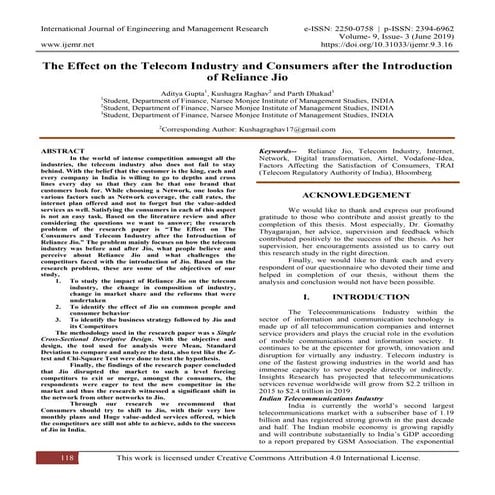 The Effect on the Telecom Industry and Consumers after the Introduction of Re...