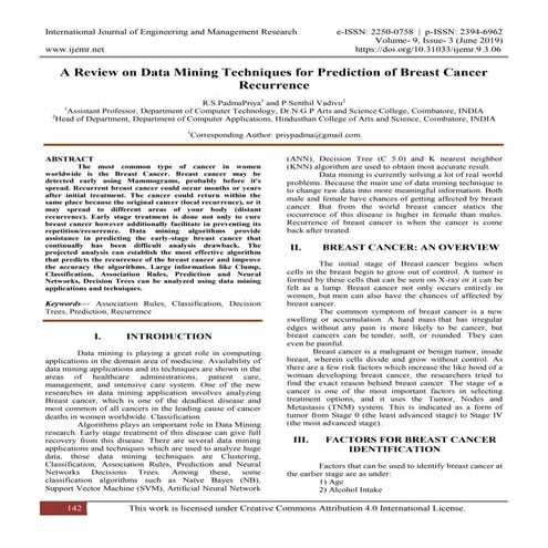 A Review on Data Mining Techniques for Prediction of Breast Cancer Recurrence