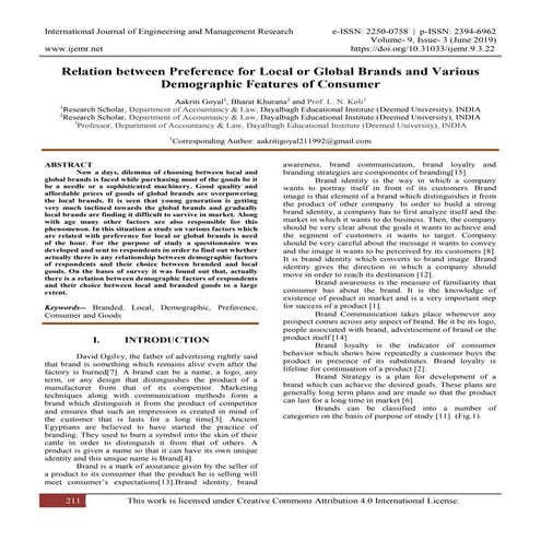 Relation between Preference for Local or Global Brands and Various Demographi...