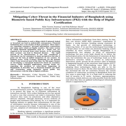 Mitigating Cyber-Threat in the Financial Industry of Bangladesh using Biometr...