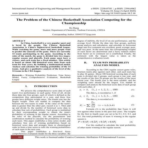 The Problem of the Chinese Basketball Association Competing for the Championship