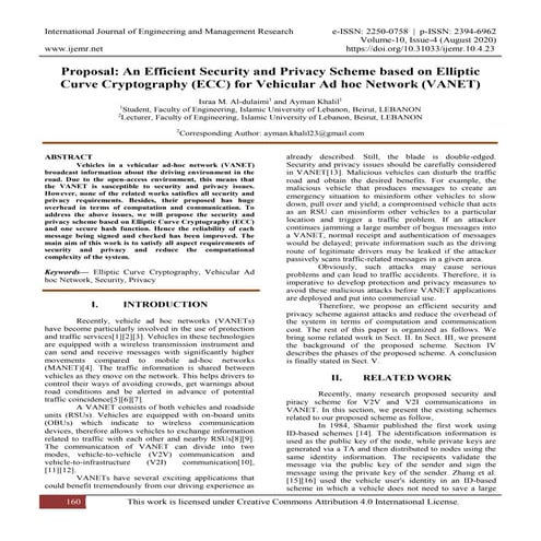 Proposal: An Efficient Security and Privacy Scheme based on Elliptic Curve Cr...