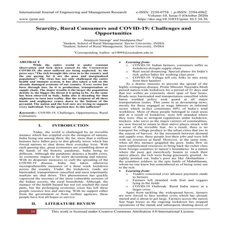 Scarcity, Rural Consumers and COVID-19: Challenges and Opportunities