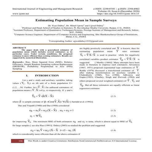 Estimating Population Mean in Sample Surveys