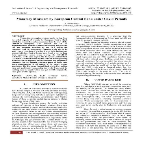 Monetary Measures by European Central Bank under Covid Periods