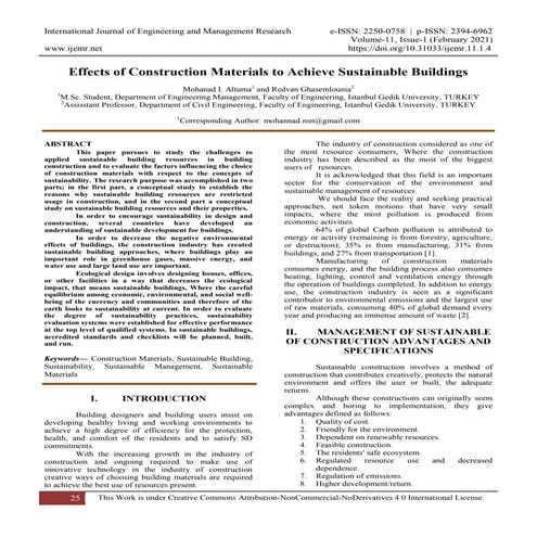 Effects of Construction Materials to Achieve Sustainable Buildings