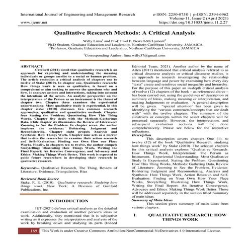 Qualitative Research Methods: A Critical Analysis