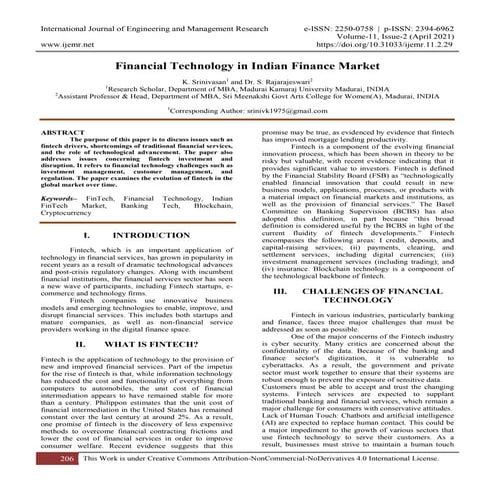 Financial Technology in Indian Finance Market | PDF