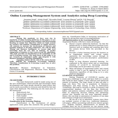 Online Learning Management System and Analytics using Deep Learning