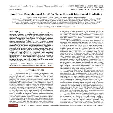 Applying Convolutional-GRU for Term Deposit Likelihood Prediction