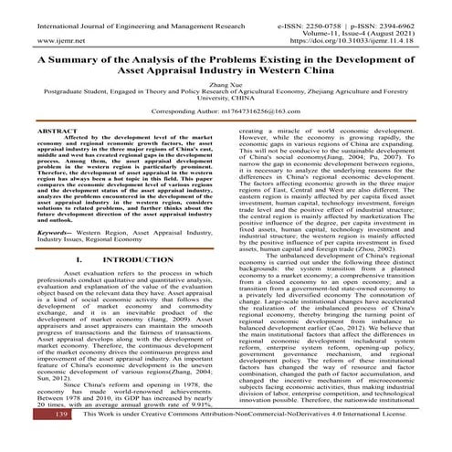 A Summary of the Analysis of the Problems Existing in the Development of Asse...