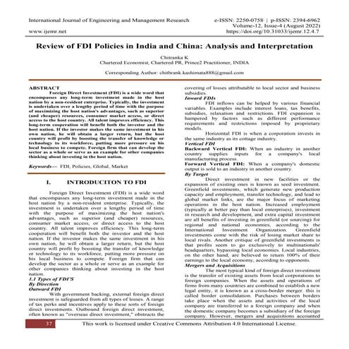 Review of FDI Policies in India and China: Analysis and Interpretation