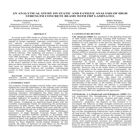 An Analytical Study on Static and Fatigue Analysis of High Strength Concrete ...