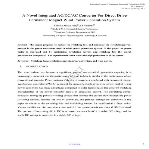 Wind Energy Conversion System Using PMSG with T-Source Three Phase ...
