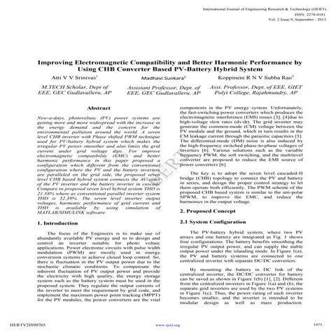 Improving Electromagnetic Compatibility and Better Harmonic Performance by Us...