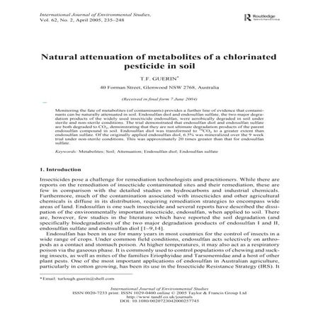 Natural attenuation of pesticides in soil