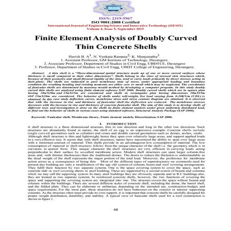 Finite ElementAnalysis of Doubly Curved Thin Concrete Shells