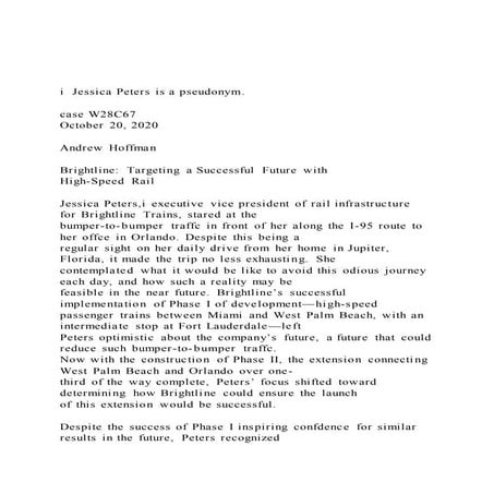 i  Jessica Peters is a pseudonym. case W28C67 October 20