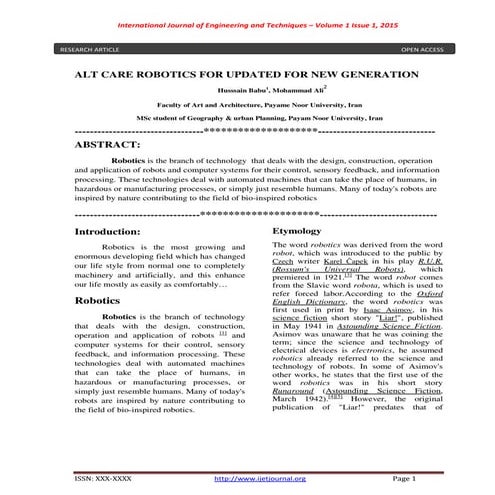 [IJET - V1I1P1] Author :Husssain Babu, Mohammad Ali 