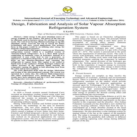 SOLAR POWER VAPOUR ABSORPTION REFRIGERATION SYSTEM | PPTX