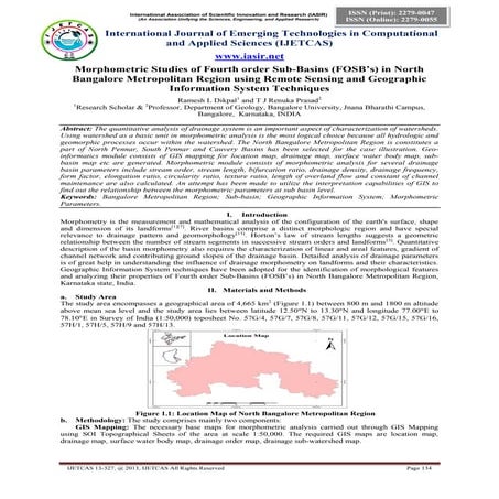 Morphometric Studies of Fourth order Sub-Basins (FOSB’s) in North Bangalore M...