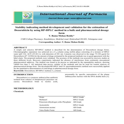 Stability indicating method development and validation for the estimation of ...