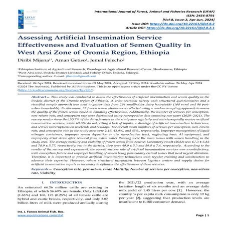 Assessing Artificial Insemination Service Effectiveness and Evaluation ...