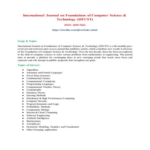 International Journal on Foundations of Computer Science & Technology (IJFCST)
