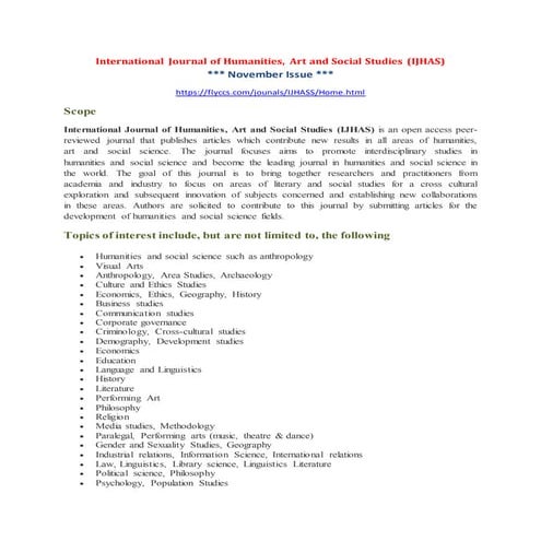 The International Journal of Humanities and Social Studies | PPTX