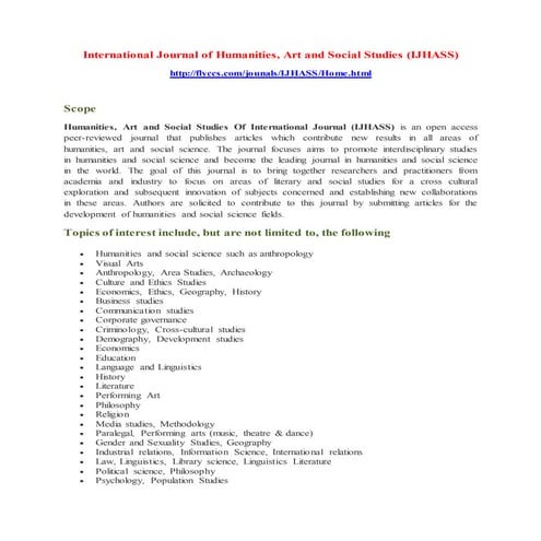 The International Journal of Humanities and Social Studies | PPTX