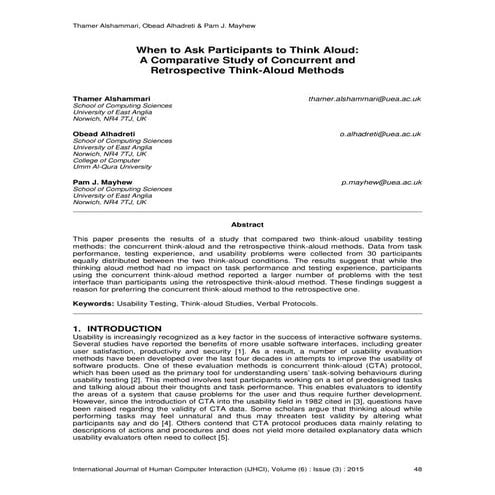 Using Retrospective Think Aloud With Eye Tracking Usability Testing | PDF