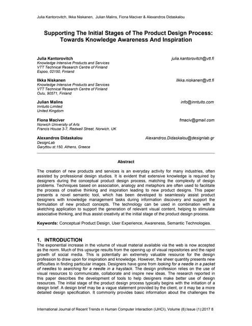 Supporting The Initial Stages of The Product Design Process: Towards Knowledg...