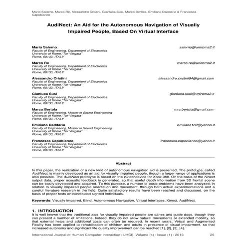 AudiNect: An Aid for the Autonomous Navigation of Visually Impaired People, B...