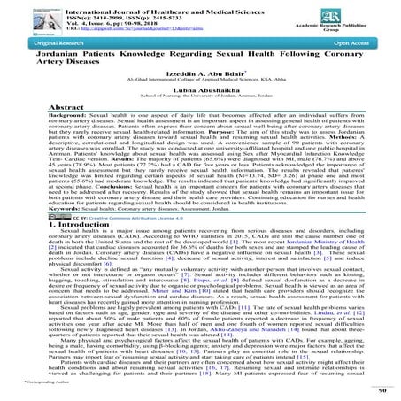 Jordanian Patients Knowledge Regarding Sexual Health Following Coronary Arter...