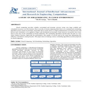 A STUDY ON JOB SCHEDULING IN CLOUD ...