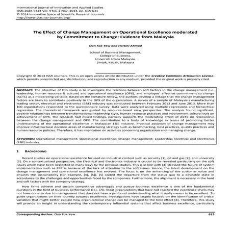 The Effect of Change Management on Operational Excellence moderated by Commit...