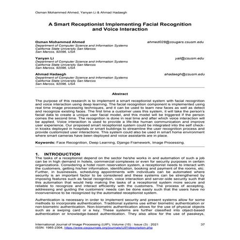 A Smart Receptionist Implementing Facial Recognition and Voice Interaction
