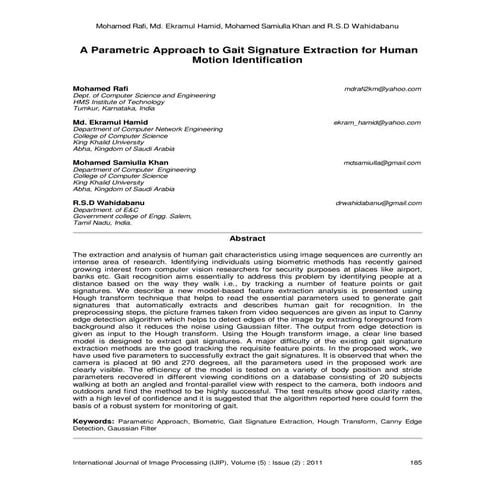 A Parametric Approach to Gait Signature Extraction for Human Motion Identific...