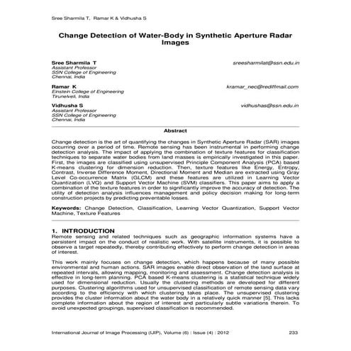 Change Detection of Water-Body in Synthetic Aperture Radar Images