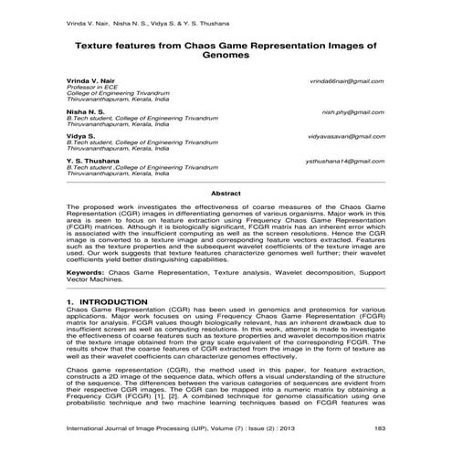 Texture features from Chaos Game Representation Images of Genomes