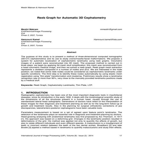 Reeb Graph for Automatic 3D Cephalometry
