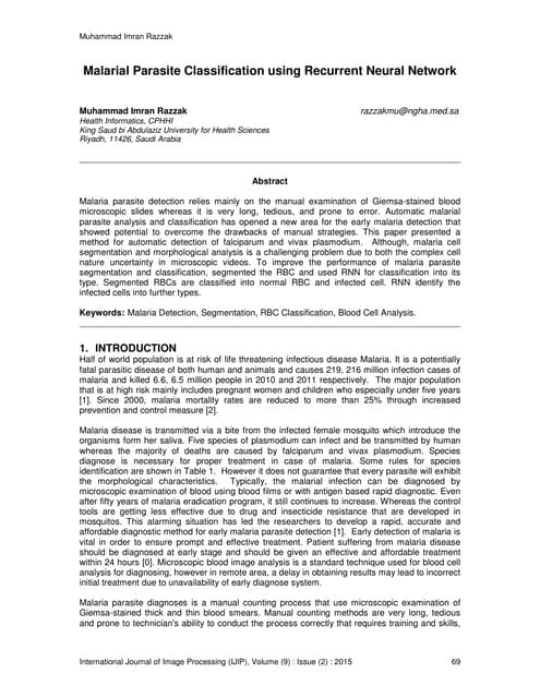 DETECTION OF MALARIA PARASITE IN GIEMSA BLOOD SAMPLE USING IMAGE ...
