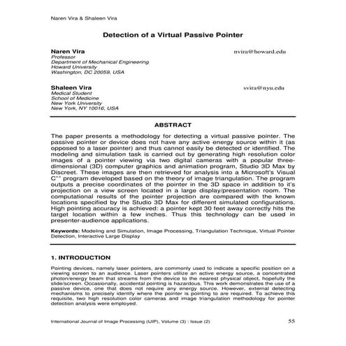 Detection of Virtual Passive Pointer