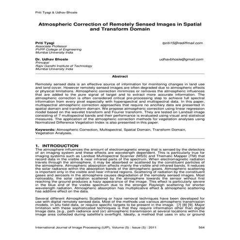 Atmospheric Correction of Remotely Sensed Images in Spatial and Transform Domain