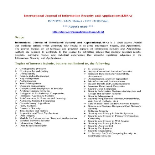 International Journal of Network Security & Its Applications (IJNSA)